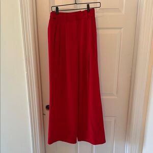 Zara Bright Red High-Waist Wide Leg Trousers